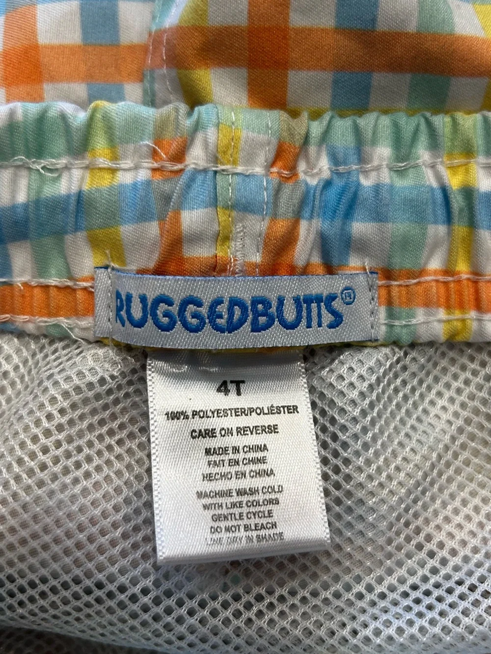 Rugged Butts Plaid‎ Printed Toddler Boys Swim Trunks Size 4T